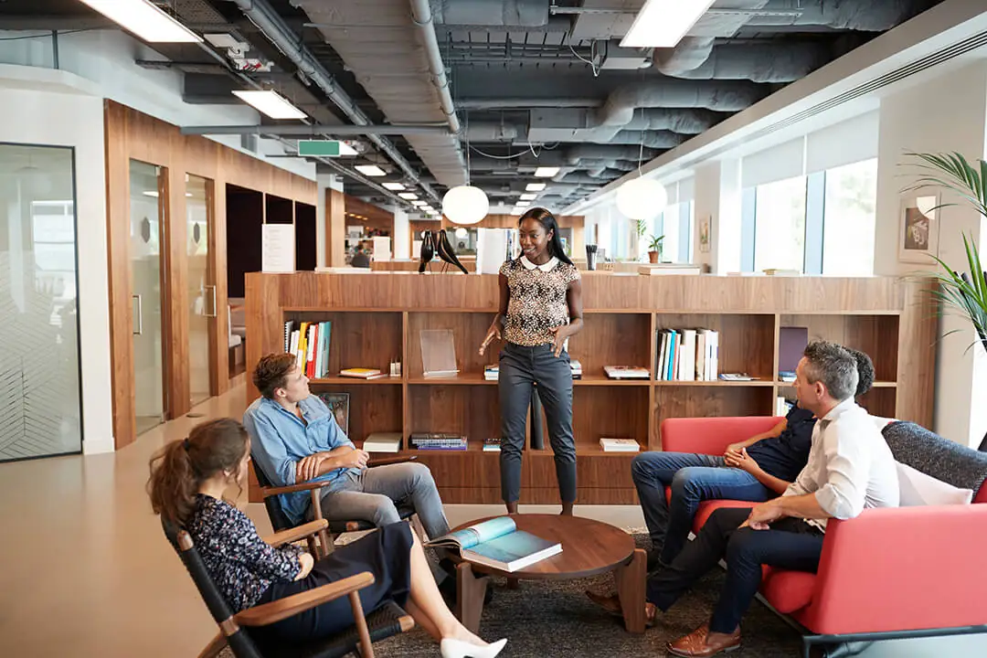 Team meeting in modern office setting